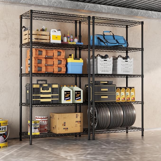 SINGAYE 5 Shelves Adjustable Shelf Heavy Duty Wire Storage Shelving Metal | Home Storage Small Rack Pantry Closet Unit for Laundry Room Organization Bathroom Kitchen