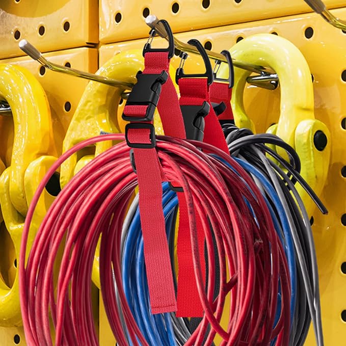 12 Pack 17 Inch Adjustable Extension Cord Holder Organizer with Triangle Clips for Garage Organization and Storage Heavy Duty Extension Cord Hanger for Men Workshop (Red)