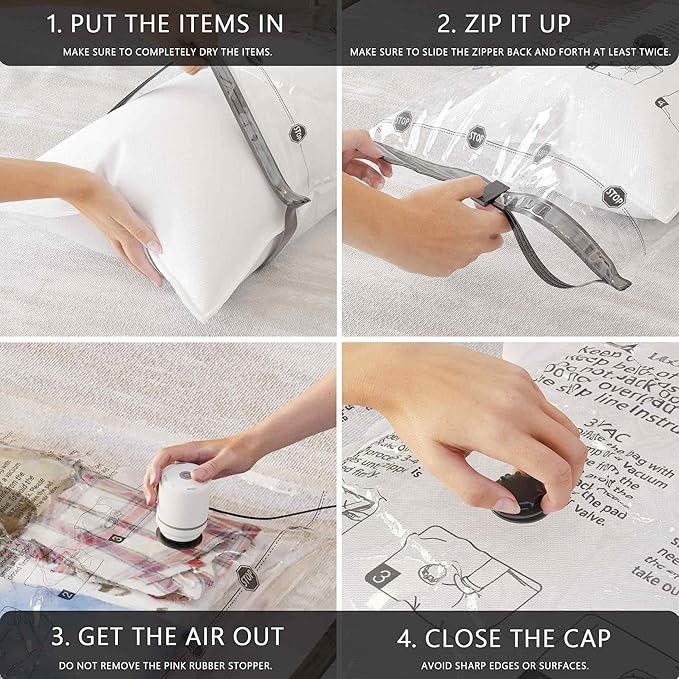 Vacuum Storage Bags with Electric Pump, Compression Packing Bags for Travel Luggage, Space Saver for Clothing Clothes Bedding Blankets Pillows, 36 Combo