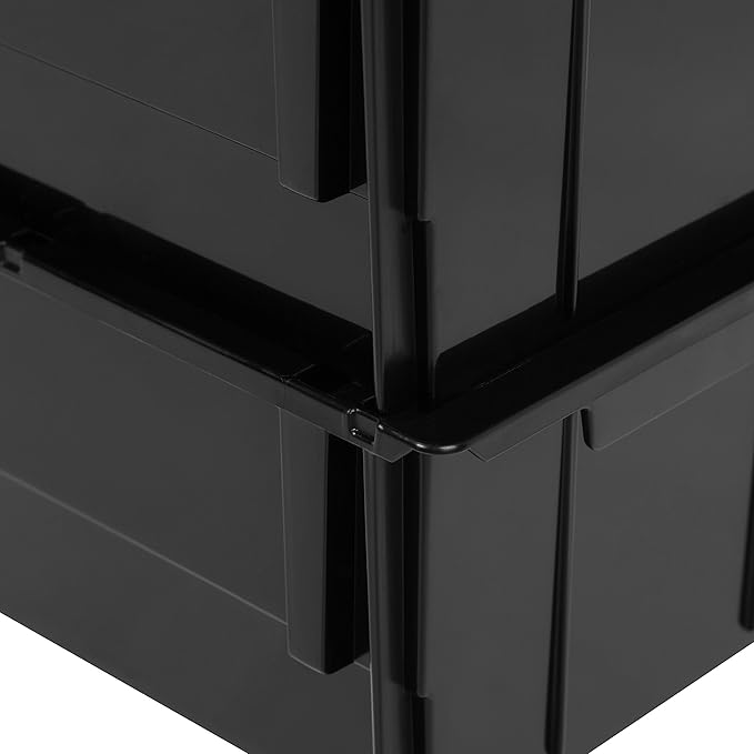 IRIS USA Small Stackable Storage Bins, 12-Pack, 7.5 x 4.5 x 3 inch, |Made in USA|, Plastic Open Front Shelf Bin for Organizing Parts, Hardware, Tools, Supplies, Garage Shelf, Pantry - Black