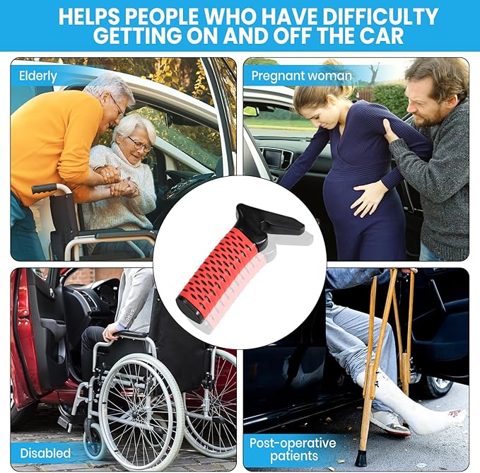 CAidRE Car Door Handle for Elderly, Car Handle Assist Support Handle, Portable Mobility Aids for Getting Out of Car, Auto Grab Cane for Seniors and Handicapped, 2 Pack