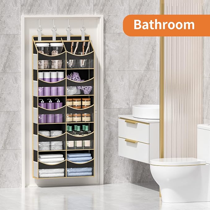 Aokeyee 5 Tiers Over the Door Storage Organizer with 10 Compartments | Behind Door Storage for Baby Nursery, 80lb Capacity Door Hanging Organizer for Closet Bedroom Bathroom
