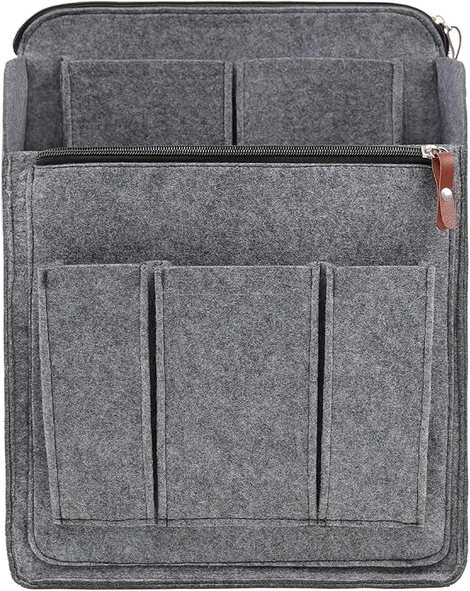 Surblue Felt Backpack Organizer Insert for Travel Rucksack and Daypack, Bag Insert Liner Pocket with Zipper, Large Capacity Divider Foldable Shoulder Bag Organizer for Men and Women, (Grey, XL)