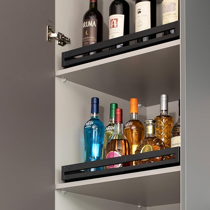 Basicwise Expandable Deep Drawer Organizer Adjustable Pull-Out Cabinet Storage Tray for Kitchen Organization Ideal for Cookware Dinnerware Food Containers Utensils Bakeware & Pantry Essentials, Medium