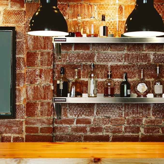 DuraSteel Stainless Steel Shelf - 48 Inch Wide x 14 Deep Commercial NSF Mounted Metal Wall Shelf Pantry Organizer Garage Storage Shelves - Rack Shelving Restaurant Kitchen Units Laundry Utility Room