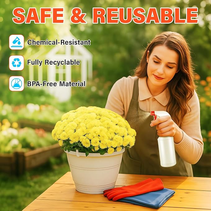 DIYSELF 8 Pack Spray Bottles for Plants and Cleaning, 16 oz | Chemical resistant spray bottles with trigger sprayers for cats, household liquids and refillable use