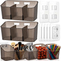 7 Pack Cabinet Door Organizer Adhesive Wall Mount Storage Bins Makeup Containers Stackable Organizer Basket for Kitchen Cabinets, Bathroom, Pantry, Office, Refrigerator (Frosted Gray)
