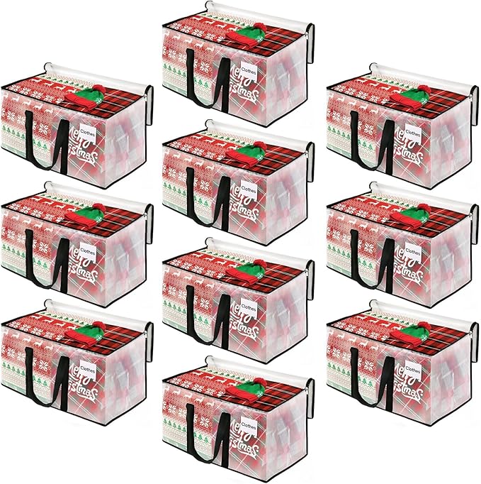 BlissTotes Moving Bags, 76L 10-Pack Storage Bags, Moving Box Heavy Duty Extra Large, Moving Totes with Zipper, Large Packing Bag with Reinforced Handles, Boxes for Packaging Moving