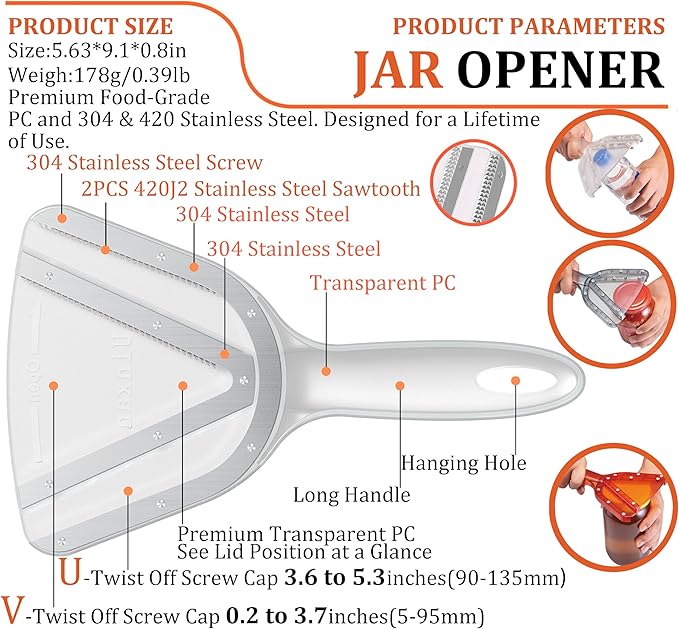 Uinxan Jar Opener for Weak Hand & Seniors with Arthritis,Easy Twist Off Bottle Caps,Patent | Unique Kitchen Gadgets,Handheld Lid Top Open for Elderly/Women/Men (Blue)