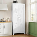 Letaya 75" H Metal Storage Cabinet with 2 Doors and 4 Shelves,Tall Kitchen Pantry Cabinets,Farmhouse Utility Pantry Organizers for Cupboard/Dining/Bathroom/Home Office/Garage,White