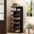 7-Tier Bamboo Shoe Rack, Vertical Narrow Shoe Rack for Small Space, Free Standing Shoe Rack for Entryway, Vertical Shoe Organizer Tower for Narrow Closet, Hallway