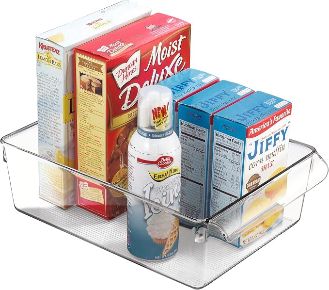 iDesign Fridge Storage Bin with Handle, Clear | Fridge Tray, For Cheeses and Snacks