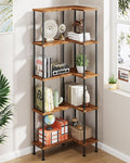 HIGDBFE 5-Tier L-Shaped Corner Bookshelf, 60" Tall Modern Corner Shelf | L-Shape Corner Fits Living Room, Bedroom, or Home Office Corners, 5 Open Shelves, Display Rack for Books, Plants, and More