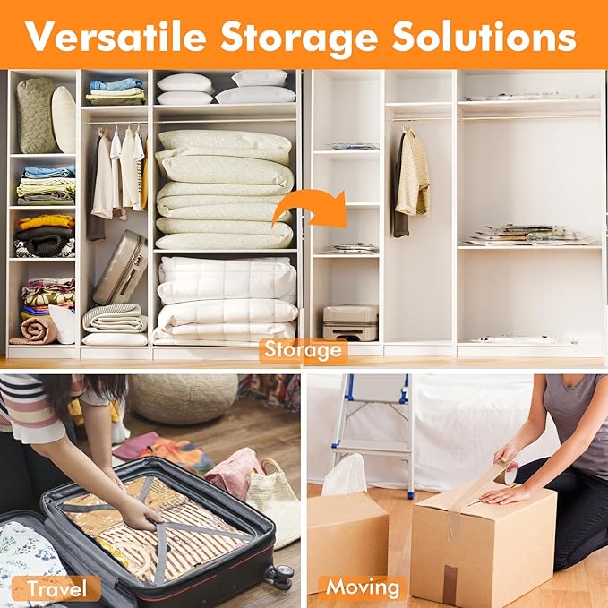 GONGSHI Vacuum Storage Bags, Space Saver Seal Bags For Clothing, Blankets, Comforters, Pillows, Clothes Storage,Travel Luggage.10 M