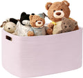 45L Small Woven Laundry Basket Hamper with Handles, Pink | 18"x14"x11", collapsible wicker hamper, storage for dirty clothes, toys, blankets, gifts, living room, bedroom, bathroom