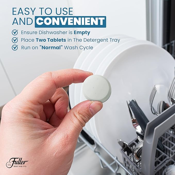 Fuller Dishwasher Cleaner Tabs – Lemon Scent – Eliminates Limescale, Grease & Odors – Septic Safe, Compatible with All Dishwasher Types – (Pack of 1)