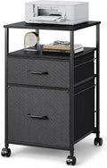 DEVAISE Mobile File Cabinet, Rolling Printer Stand with Open Storage Shelf, Fabric Vertical Filing Cabinet fits A4 or Letter Size for Home Office, Black | Rolling Printer Stand, Fabric Vertical Filing Cabinet fits A4 or Letter Size for Home Office, Black