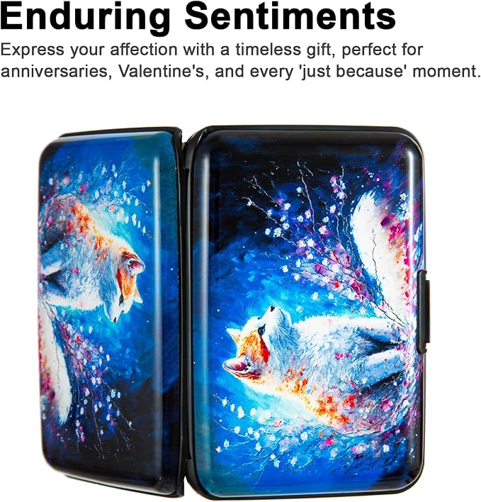 Credit Card Holder for Women Men RFID Blocking Wallet Small Business Metal Slim Mini Aluminum Hard Case (Cat Painting)