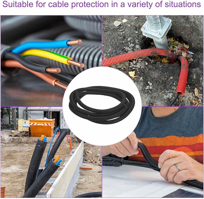 DMiotech 20ft Wire Loom Split Tubing 1 Inch(25.4mm) ID, Cord Protectors from Pet Flexible Conduit Cable Management for Office Home Garden, Black