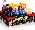 Movie Night Supplies Snack Trays with Handles Reusable Wooden Movie Gift Basket for Theater Popcorn Bucket Bowl Box Container Family Room Decor(Classic Style)