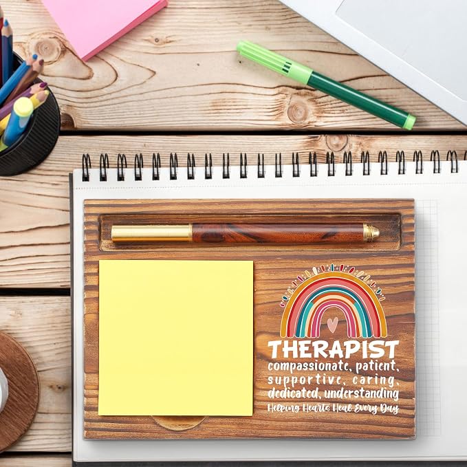 Therapist Gift Sticky Note Holder Appreciation Thank You Gift Wooden Desk Accessory Mentor Team TZP169