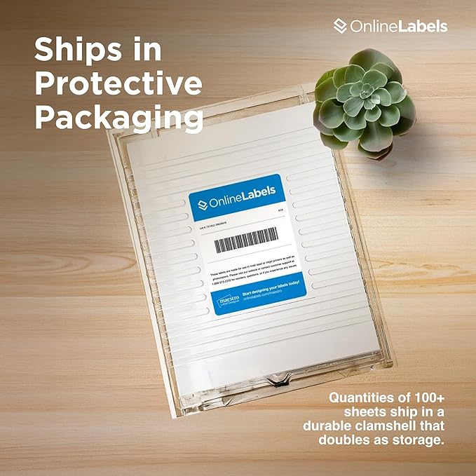 8.5 x 5.5 Half-Sheet Shipping Labels - Permanent, White Matte - for FBA, FedEx, UPS - Pack of 50 Labels, 25 Sheets - Inkjet/Laser Printers - Online Labels