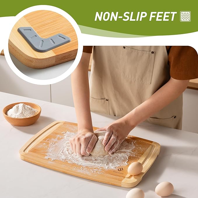 Bamboo Cutting Board Set Non Slip Feet Over Sink Tablas Para Picar Cocina Tabua Madeira Corte Carne Bambu Alimentos Cortar Madera Juego Regalos Cumpleaños Navidad Mujer Mama Abuela Hombre Papa