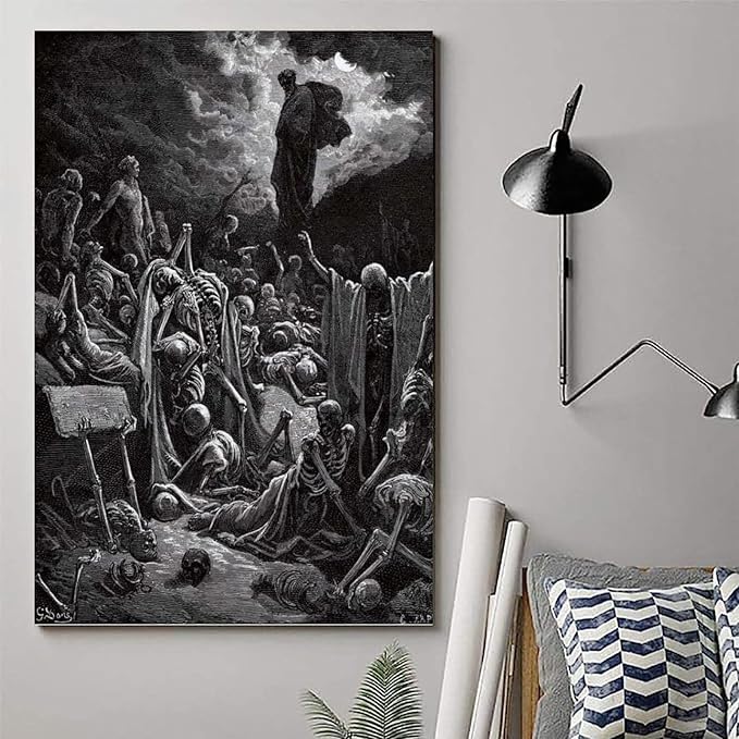 Gustave Dore The Vision Of The Valley Of Dry Bones Prints Wall Art Paintings Poster Artworks Picture Print Wall Art Painting Canvas Gift Decor Homes Decorative 20x30inch(50x75cm)