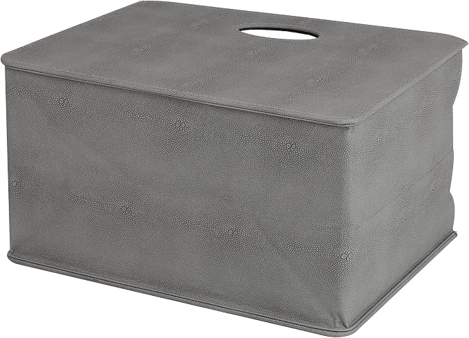 HofferRuffer Magazine Basket Holder, Foldable Magazine Rack, Document File Holder Organizer, File Folder, Newspaper Storage Bin Organizer for Home or Office (Dark Grey Shagreen)