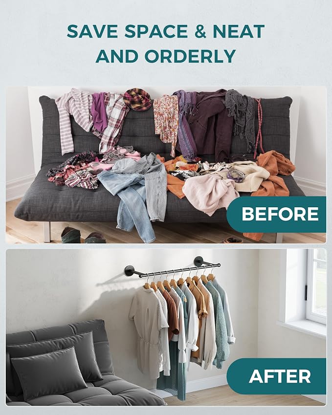OROPY 33" Industrial Pipe Clothing Rack, Wall Mounted Clothes Rack 2 Pack | Closet Rods for Hanging Clothes, Multi-purpose Hanging Rod for Laundry Room, Bedroom and Closet Storage