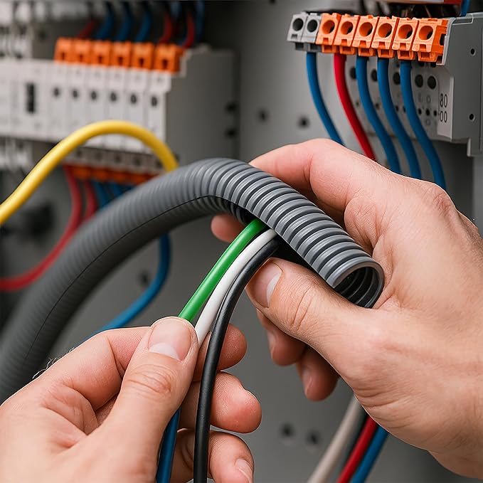 Electriduct Split Wire Loom Tubing Polyethylene Corrugated Flexible Conduit - 1/4" Nominal Size - 100 Feet - Black