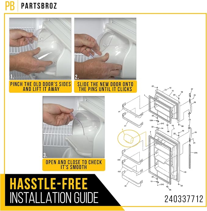 240337712 Refrigerator Dairy Door Cover for Frigidaire Kenmore Crosley | Replaces PS1525960 AP3959552 AH1525960 EA1525960 8.8 240337703, Fits FFHT1826LQ2 FFTR1614TW2 FFTR1814QW0 FFTR1814TWB