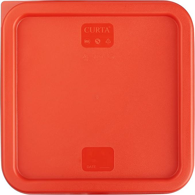 CURTA 8-Pack 8 Qt NSF Clear Polycarbonate Food Storage Containers with Red Lids - Square, Commercial-Grade, Freezer & Dishwasher Safe, Stackable