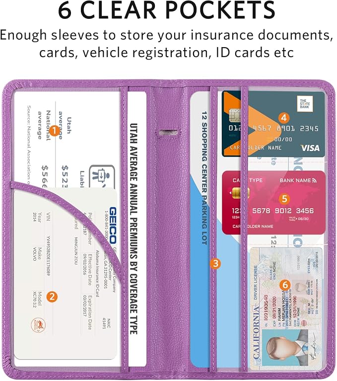 CoBak Car Registration and Insurance Holder | Vehicle Glove Box Organizer, Auto Truck Compartment Document Case with Magnetic Closure for Insurance & Driver License