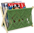 Boho Macrame Magazine Holder,Hand-Woven Magazine Rack for Home Office | Multifunctional Storage Basket for Letters, Magazines, Books and Newspapers