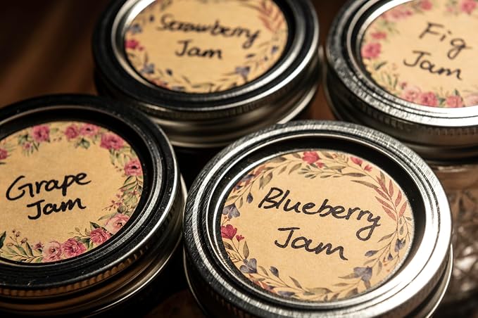(500pc/Roll) 2" Pink Flower Label Stickers for Jars, Lids, Pantry, Mason Jars, Spice Bottles & More