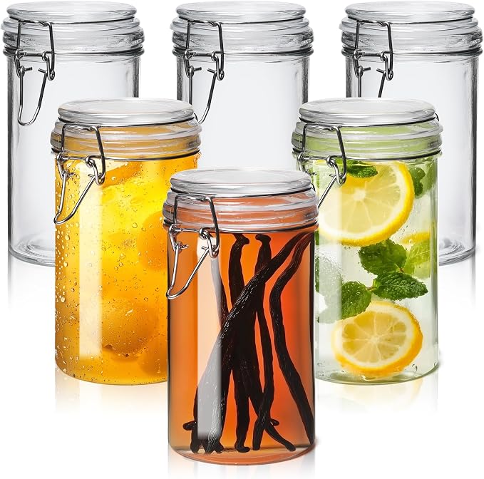 ComSaf Small 16 oz Glass Jars with Airtight Lids 6 Pack Pickling Pantry | Sourdough starter, Overnight oats, Fermenting coffee spices, Pantry organization, Pickling fermenting, Clear glass