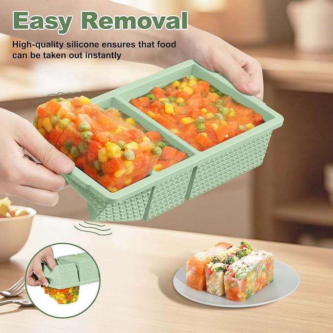 3 Pack - Silicone Freezer Trays with Lid, 1-Cup & 2 Cup Freezer Molds, Silicone Food Storage Containers for Meal Prep, Freezing Soup Sauce, Broth Leftovers