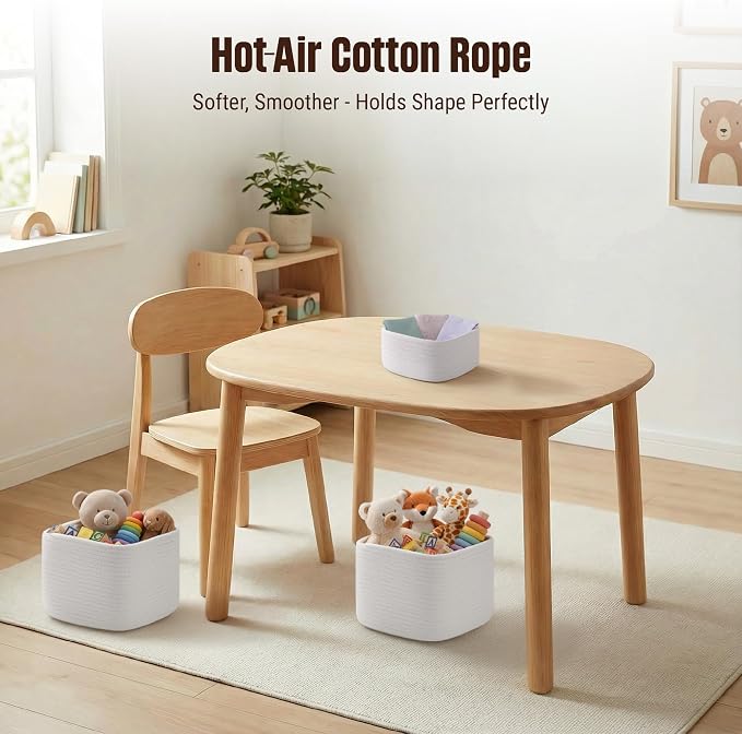 5-Pack Storage Cubes Woven Rope Baskets, 2 Sizes Organizer Bins | Ideal for Closet, Shelf, Bookshelf, Nursery, Changing Table, Cube Storage Bins, Storage Baskets for Bathroom Toy & Home