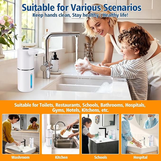 Automatic Liquid Soap Dispenser, Touchless Rechargeable, 350ml, White