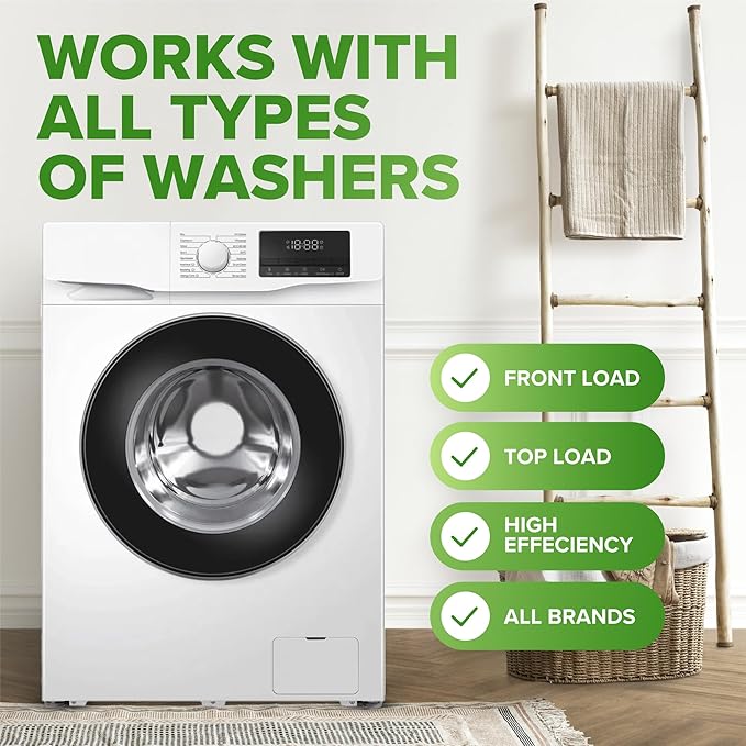 Renuv® Heavy Duty Washing Machine Cleaner and Descaler - Deep Cleaning Tablets For Front Load or Top Load Washer (12 XL Tablets - One Year Supply)