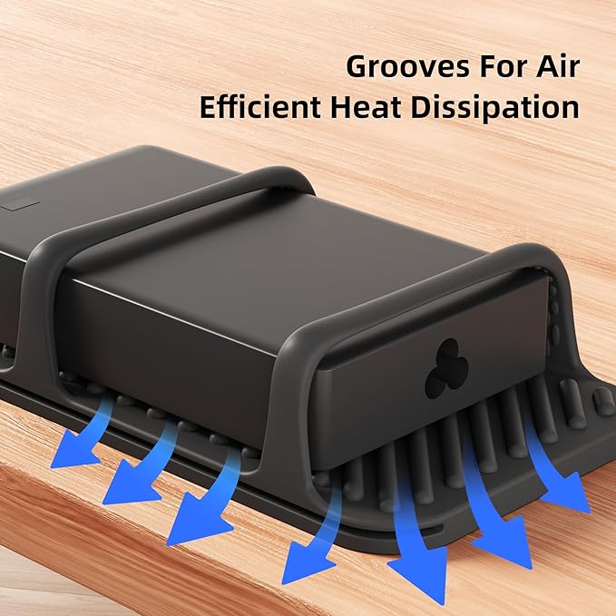 2 Pack Universal Silicone Laptop Charger Holder,Under Desk Power Brick Mount Organizer for Charging Brick & Cables,Flexible Non-Slip Power Bricks Mount,Secure Supply Holder for Laptop Charger,Black