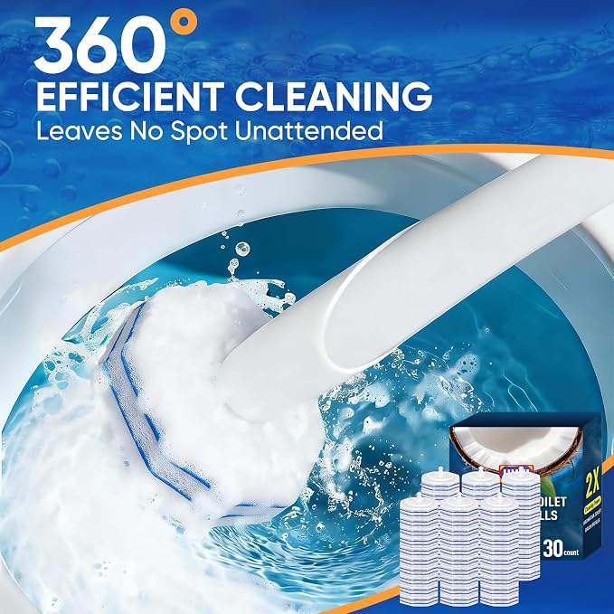 Aromative Toilet Brush Refills, Double-Layer Cleaning Pads Added, Compatible with Most Toilet Brushes，Lemon, Blue Ocean, Lavender（Patented）
