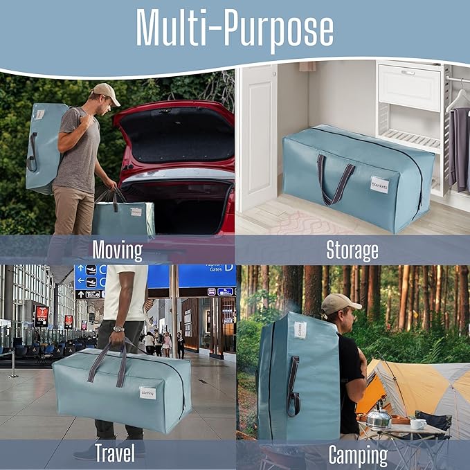 VENO 10 Pack Heavy Duty Moving Bags with Backpack Straps, Zippers & Handles, Extra Large Packing Bags for College Dorm Essentials, Moving Supplies Alternative to Cardboard Moving Boxes