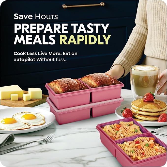 2 cup Silicone Freezer Trays with Lids, Silicone Soup Freezer Molds, Easily prepare portioned meals, Dishwasher,Oven Safe, Stackable, Ideal for Frozen Broth, Leftovers & Meal Prep, BPA Free 2 Pack