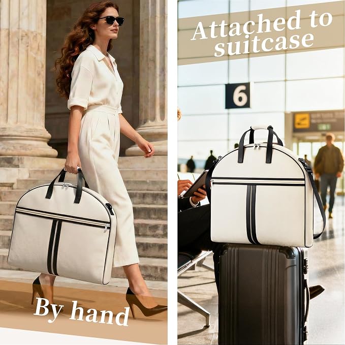 MISSLO Carry on Garment Bags for Travel for Women 56" Foldable Dress Bag with Large Pockets Bag Suit Luggage Garment Bag with Shoulder Strap for Business, Wedding, Hanging Clothes, Black