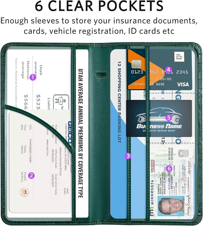 CoBak Car Registration and Insurance Holder | Vehicle Glove Box Organizer, Auto Truck Compartment Document Case with Magnetic Closure for Insurance & Driver License