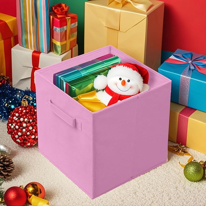 ShellKingdom Storage Bins, Foldable Fabric Storage Cube And Cloth Organizer | Storage Drawer For Closet And Toys, 13 X 13 X 13 INCH, 6 Pack (Pink)