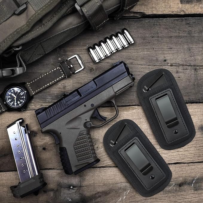 2 Pack Universal Magazine IWB Pouch Concealed Carry 9mm .40 .45 .380 .357, Mag Holster for S&W M&P Sig Sauer Ruger Glock, Handgun Ammo Gun Ammunition Holsters