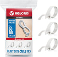 VELCRO Brand White Cable Ties Heavy Duty | 60Pc Bulk Pack | 8 x 1/2" ONE-WRAP Straps | Strong Reusable Wire Management | Cord Bundling for Home Office and Data Centers (Packaging May Vary)